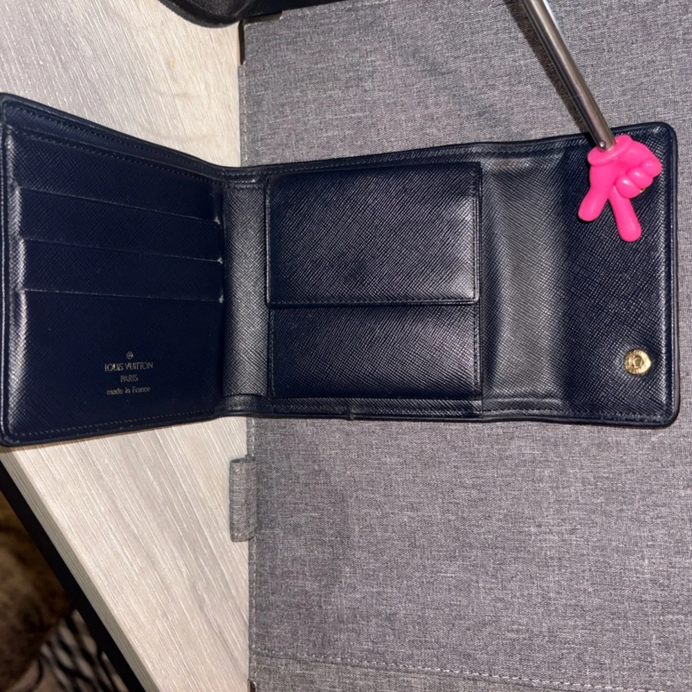 Louis Vuitton Mini Lin Monogram Denim Compact Wallet Navy Blue Gray Porte Billet - Picture 6 of 10